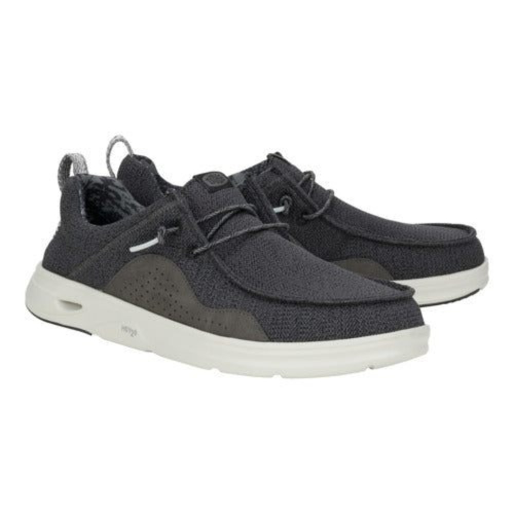 HEYDUDE Wally HEY2O Mesh Loafers Mens Size 8 Black Monument‎ Grey Slip On Shoes